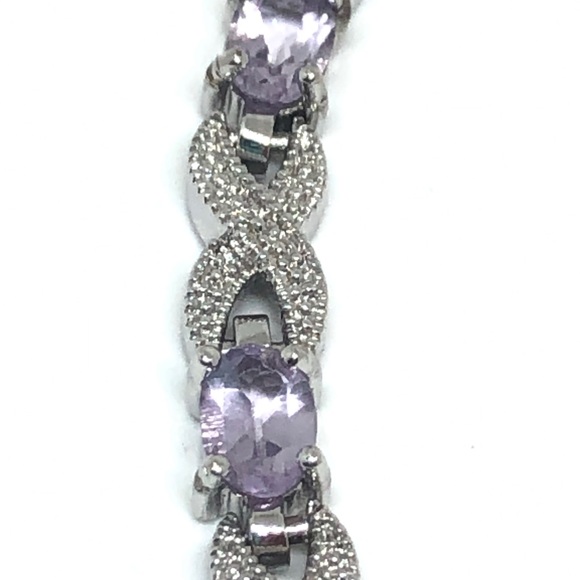 Genuine Amethyst/Diamond Infinity Bracelet - Picture 8 of 14